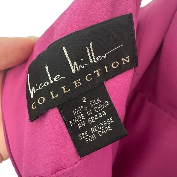Nicole Miller Collection Silk Dress Pink Fuchsia Size 2 Formal Prom Dance Party - Picture 4 of 15